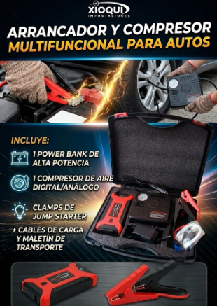KIT DE EMERGENCIA HIGH POWER: ARRANCADOR + COMPRESOR + POWER BANK